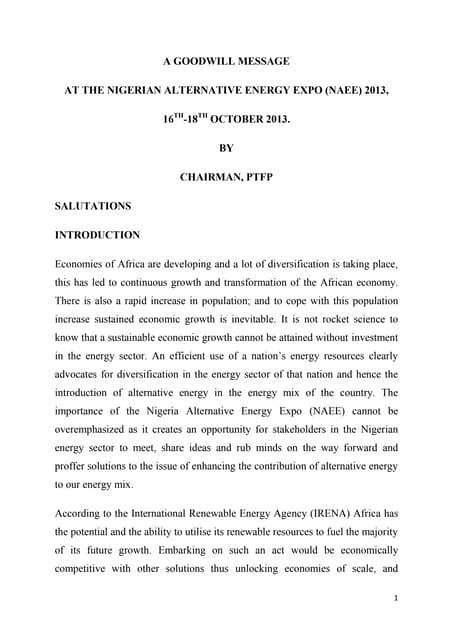 Chairman ptfp  goodwill message at ...