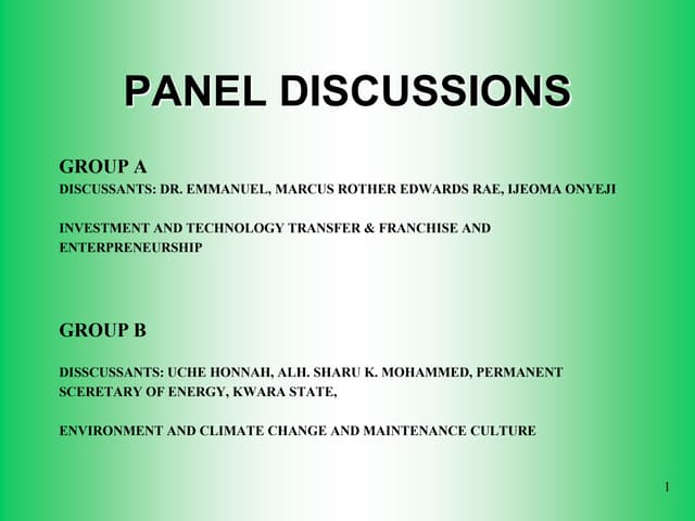 NAEE Panel Discursion